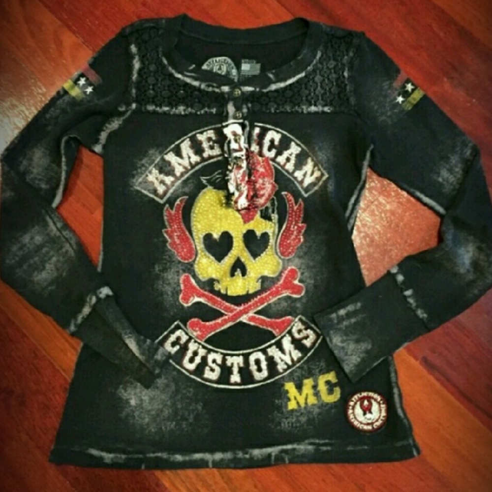 Affliction lace button thermal